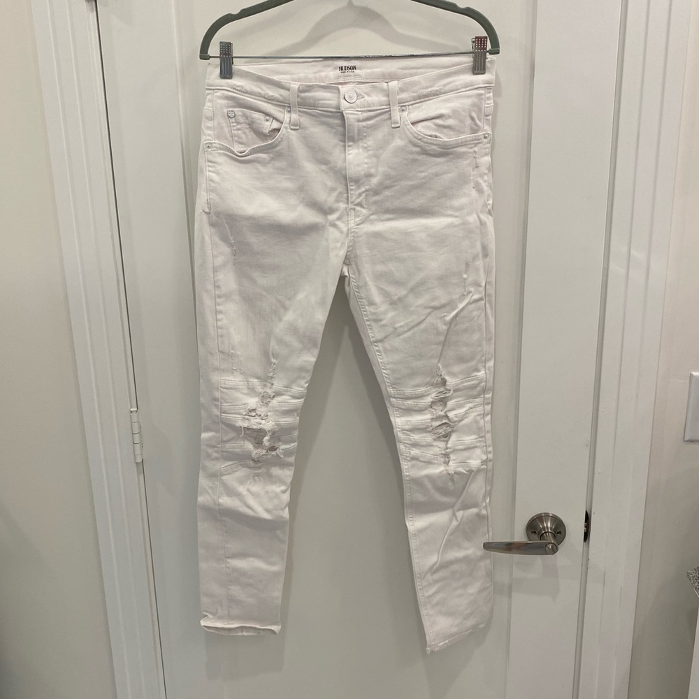 Hudson Crasher Slouch Skinny White Jeans Size 28